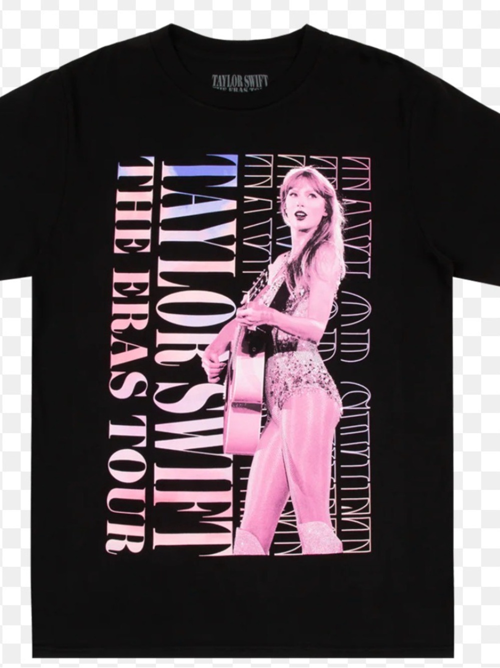 Taylor Swift Black Tee with Pink and Purple Tour Graphic